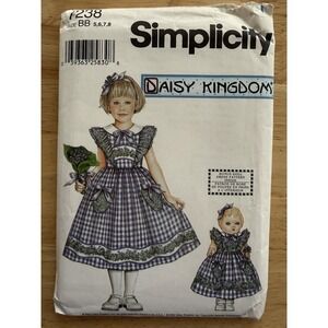 Simplicity 7238 DAISY KINGDOM Girls Dress Size 5-8 + 18" Doll Dress Pattern UC